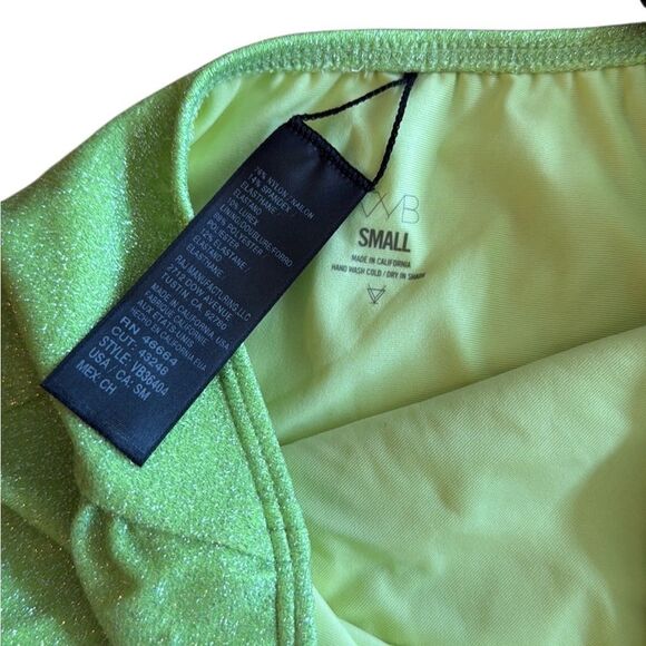 NWT VYB Honeydew Green Shimmer Nellie one piece Bandeau Swimsuit Small - Picture 8 of 9